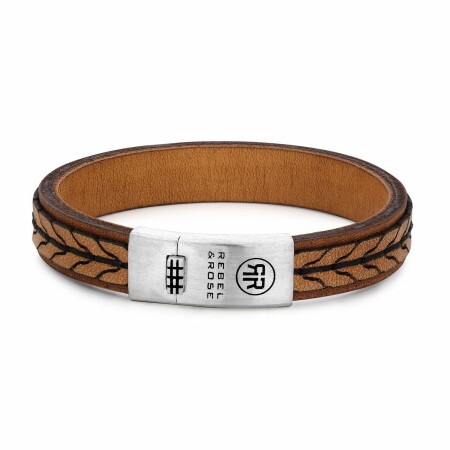 Bracelet Rebel & Rose 2 Stranded 925 Cognac en cuir