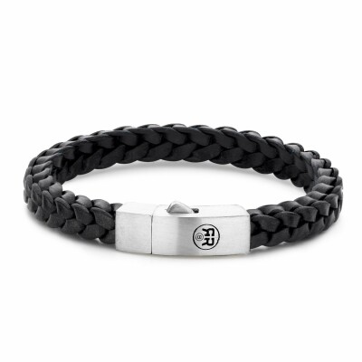 Bracelet Rebel & Rose Braided Square 925 Black en cuir