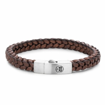 Bracelet Rebel & Rose Braided Square 925 Earth en cuir