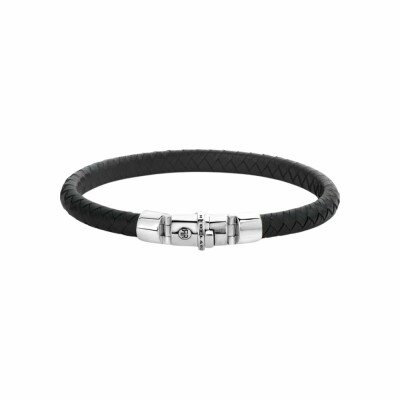 Bracelet Rebel & Rose Absolutely Leather Half Round Braided Black en cuir
