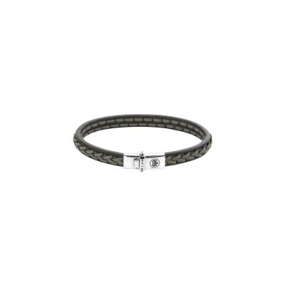Bracelet Rebel & Rose Silver Line Absolutely Leather en cuir et argent, taille L