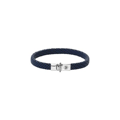 Bracelet Rebel & Rose Mastery Collection en cuir et argent, taille M