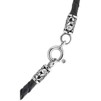 Collier Rebel & Rose Necklaces en cuir et argent, taille 70cm