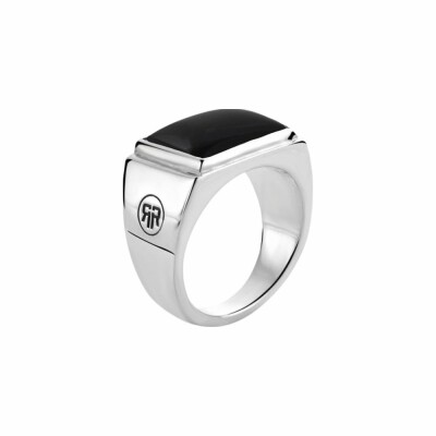 Bague carrée Rebel & Rose Ring Square Onyx Lowneck en argent et inyx