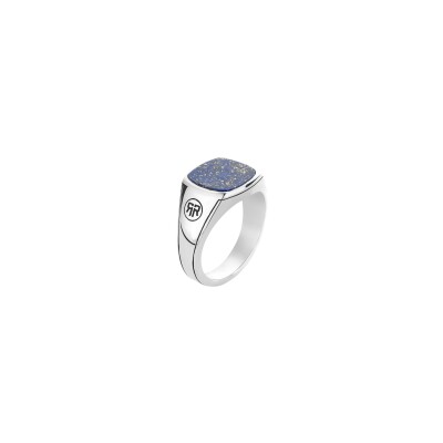 Bague Rebel & Rose Silver Signet Rings en argent et lapis lazuli, taille 60