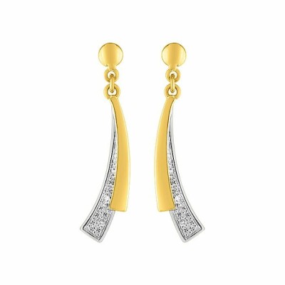 Boucles d'oreilles pendantes en or blanc, or jaune et diamants de 0.016ct