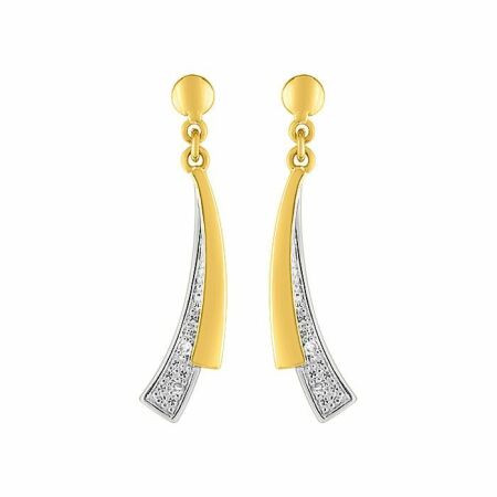 Boucles d'oreilles pendantes en or blanc, or jaune et diamants de 0.016ct