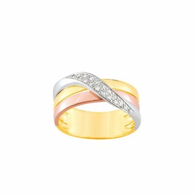 Bague en or blanc, or jaune, or rose et diamants