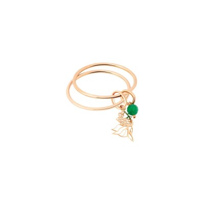 Bague Ginette NY DOUBLE CIRCLE Goldfish en or rose et agate verte