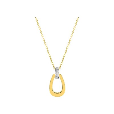 Collier en or jaune, or blanc et diamant 0.01ct