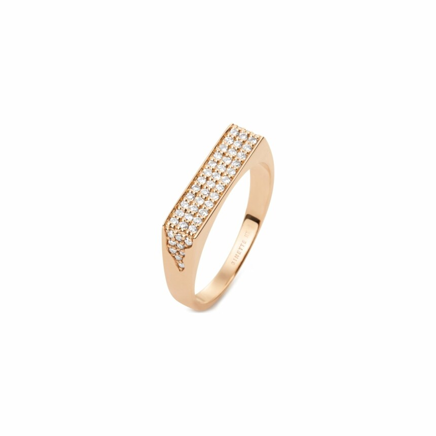 GINETTE NY BAGUETTES ring, rose gold and diamonds