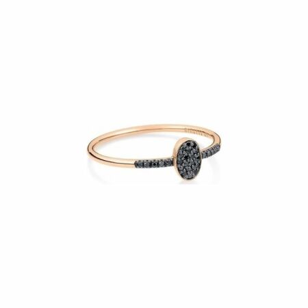 Bague GINETTE NY ELLIPSES & SEQUINS en or rose et diamants noirs