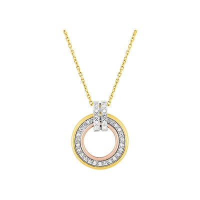 Collier en or jaune, or blanc et diamant 0.13ct