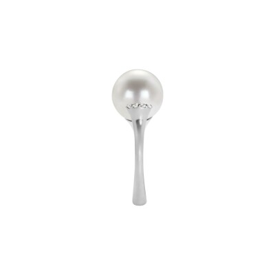 Bague en or blanc, perle des mers du sud et diamants