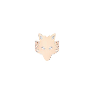 Bague Ginette NY WOLF en or rose, rhodium et diamant