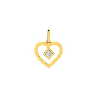 Pendentif en or jaune, or blanc et diamant 0.015ct