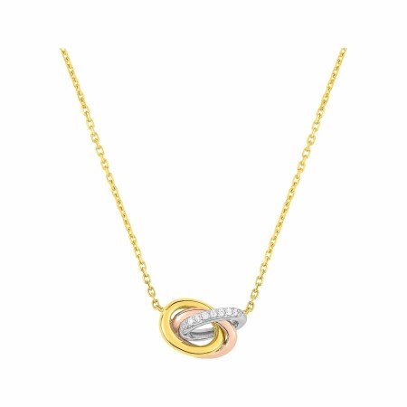 Collier en or jaune, or blanc, or rose et diamants 0.024ct