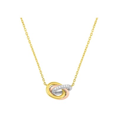 Collier en or jaune, or blanc et diamant 0.024ct