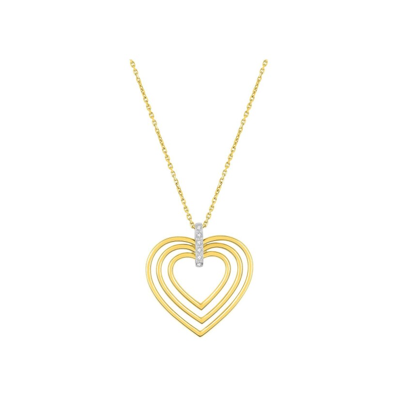 Collier en or jaune, or blanc et diamant 0.02ct