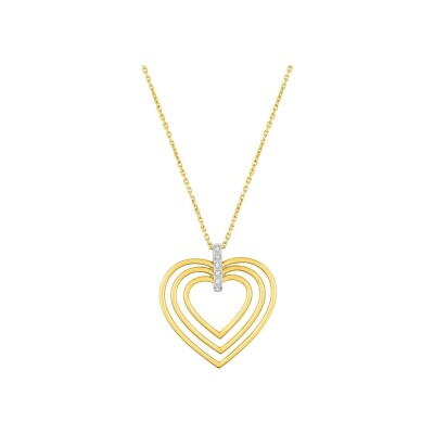 Collier en or jaune, or blanc et diamant 0.02ct