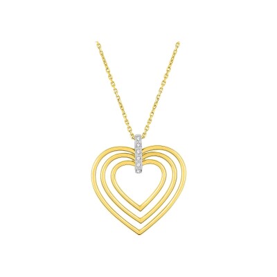 Collier en or jaune, or blanc et diamant 0.018ct