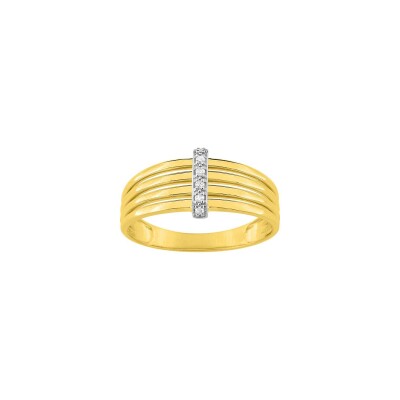 Bague en or jaune rhodié et diamant, 0.03ct