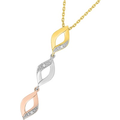 Pendentif en or jaune, or blanc et diamant 0.012ct