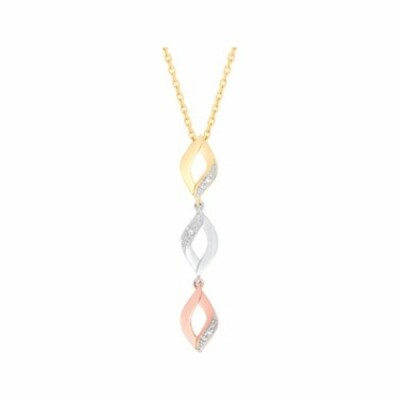 Collier en or jaune, or blanc, or rose et diamants de 0.012ct