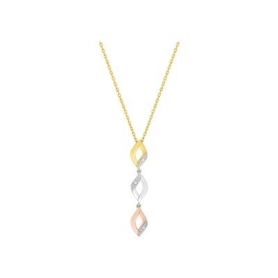 Pendentif en or jaune, or blanc et diamant 0.012ct