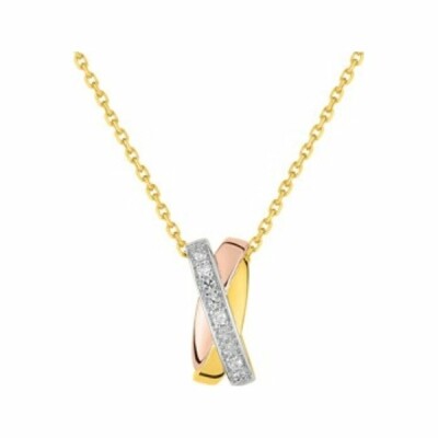 Collier en or jaune, or blanc, or rose et diamants de 0.018ct