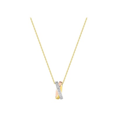 Collier en or jaune, or blanc et diamant 0.018ct