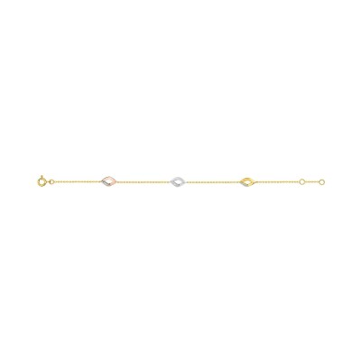 Bracelet en or jaune, or rose, or blanc et diamant 0.018ct 