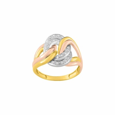 Bague en or blanc, or jaune, or rose et diamants de 0.12ct