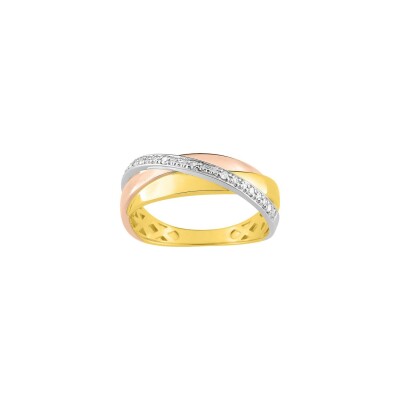 Bague en or jaune rhodié et diamant, 0.04ct