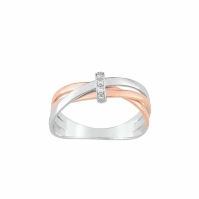 Bague en or blanc, or rose et diamants