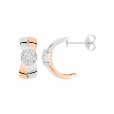 Boucles d'oreilles en or blanc, or rose et diamants