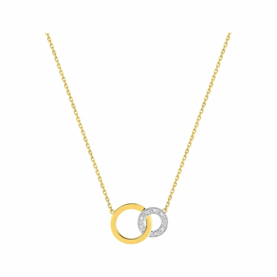 Collier en or jaune, or blanc et diamants 0.032ct