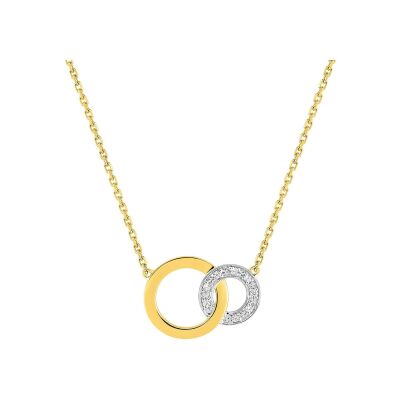 Collier en or jaune, or blanc et diamant 0.03ct