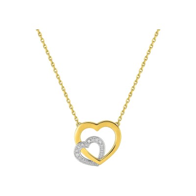 Collier en or jaune, or blanc et diamant 0.01ct