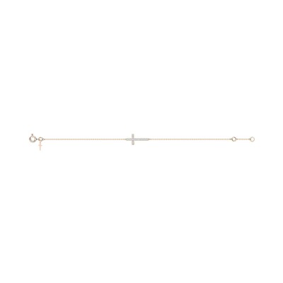 Bracelet en or rose, or blanc et diamant 0.04ct 