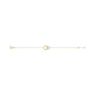 Bracelet en or jaune, or blanc et diamant 0.032ct 