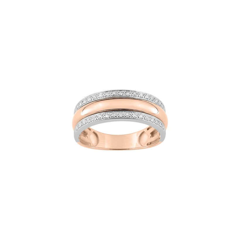 Bague en or rose et or blanc et diamant, 0.17ct