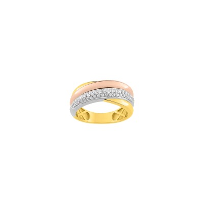 Bague en or jaune, or blanc, or rose et diamant 0.40ct