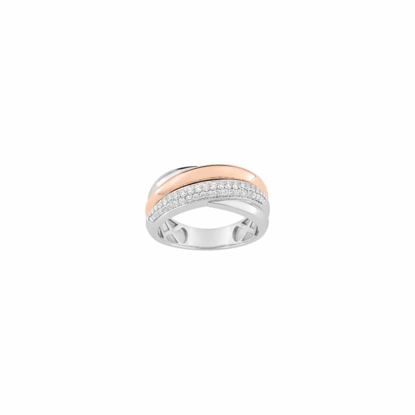 Bague en or blanc, or rose et diamants