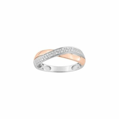 Bague en or blanc, or rose et diamants de 0.042ct