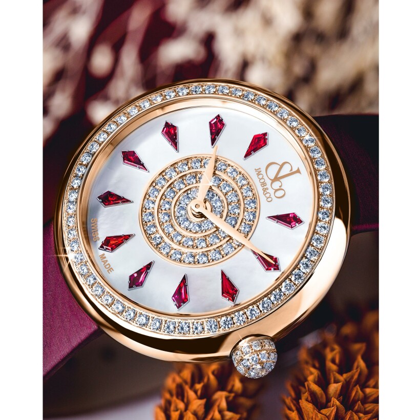 Montre Jacob & Co Brilliant one row rose gold ruby 38mm