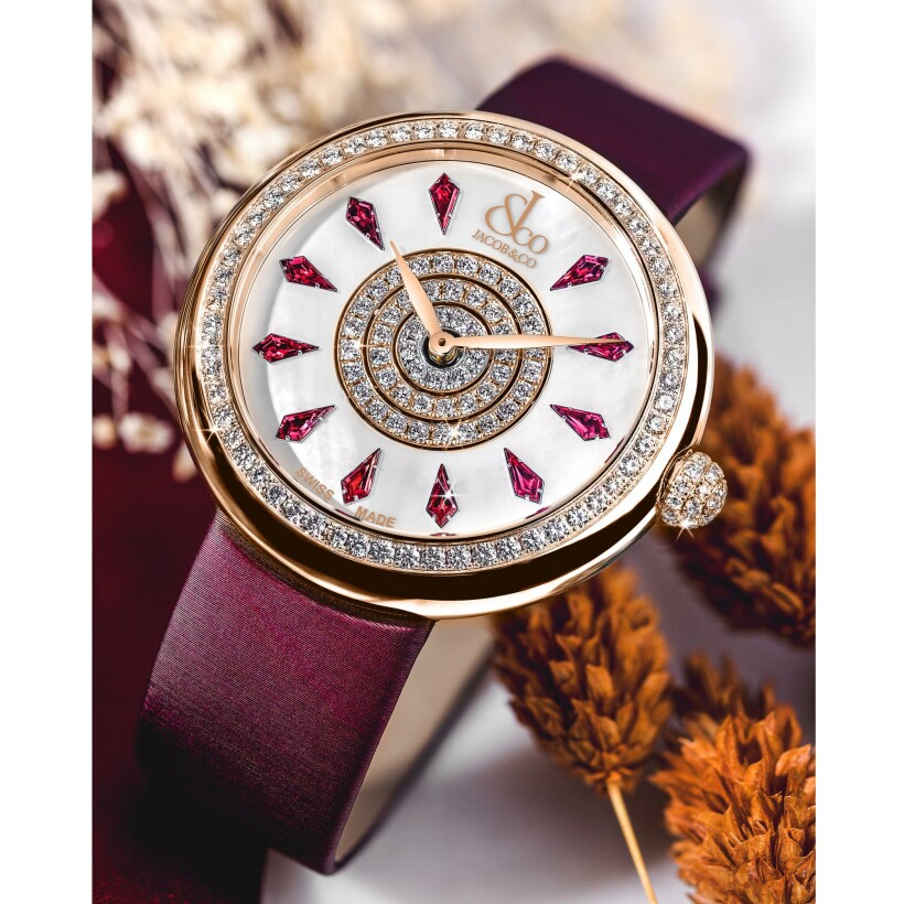 Montre Jacob & Co Brilliant one row rose gold ruby 38mm