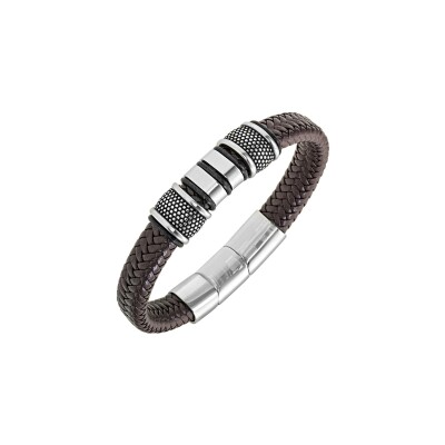 Bracelet Ruckfield en acier et cuir