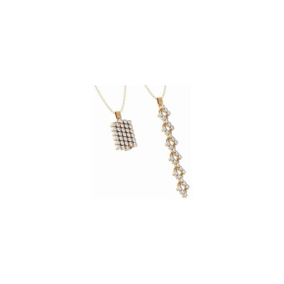 Pendentif 5 rangs Serafino Consoli pavé intérieur en or rose et diamants blanc, taille ajustable
