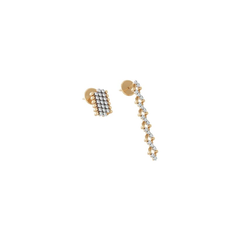 Boucles d'oreille Serafino Consoli Brevetto en or rose, or blanc et diamants blanc, taille ajustable